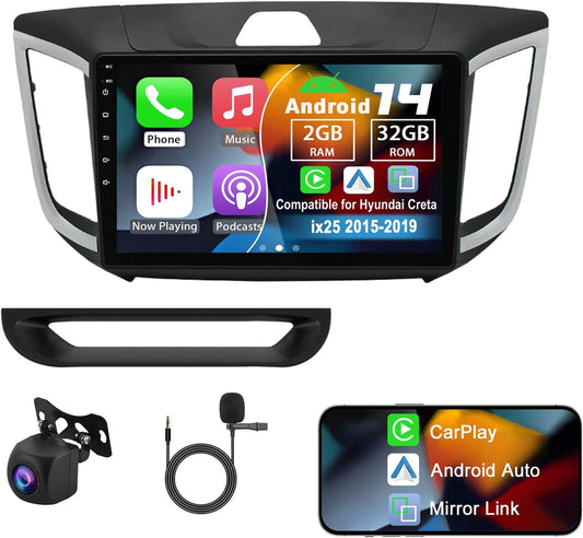 CarpartsX 10Inch Car Stereo Radio Car-play GPS Navi Compatible for Hyundai Creta ix25 2015-2019 Android 14