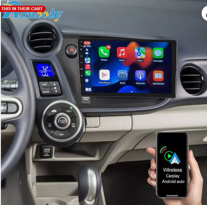 CarpartsX Applicable to 09-14 Honda Insight (left peptide) Android 13 car navigation 9 inches built-in Carplay + Android auto / 4 + 64G + AHD camera + microphone