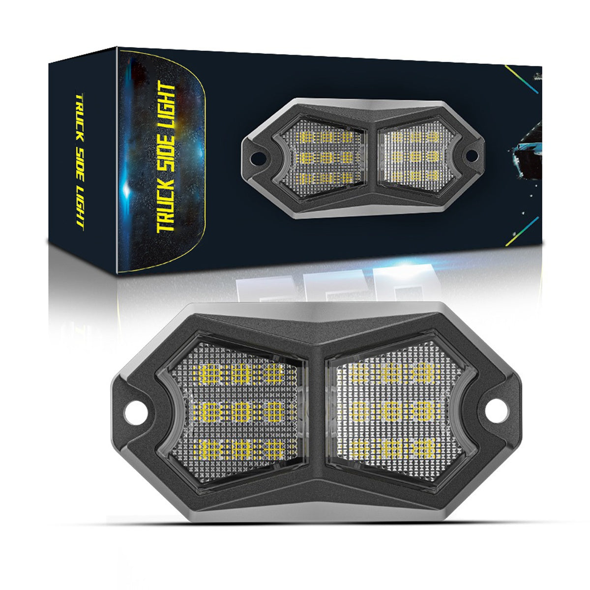 CarpartsX 210° LED Rock Light with 24 SMD Chips & 4m Cable, IP67 Waterproof Wide-Angle Marker Lamp, 6000K Flashing/Steady Mode for Trucks, Trailers, SUVs, UTVs