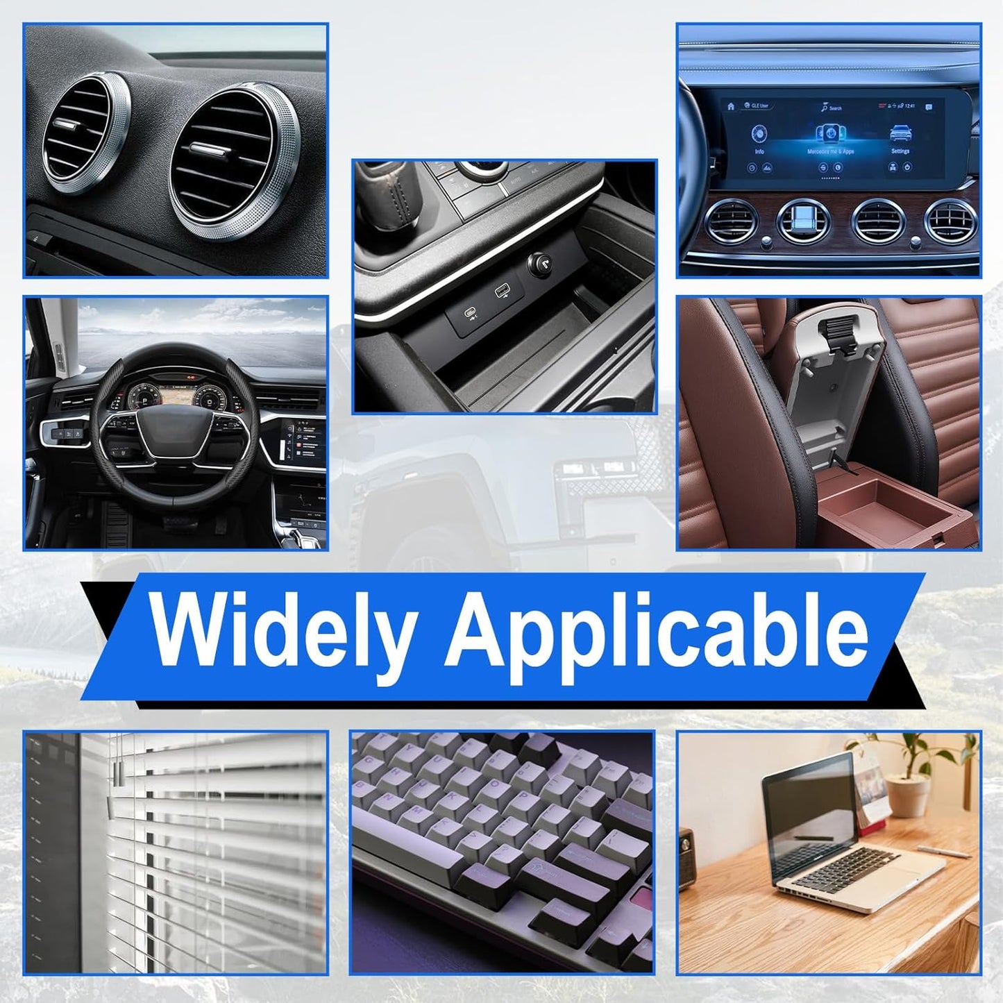 Double Head Car Cleaning Brush – Soft Interior Detailing Duster for Air Vents, Dashboard, Screens & Auto Accessories (Blue & Black)