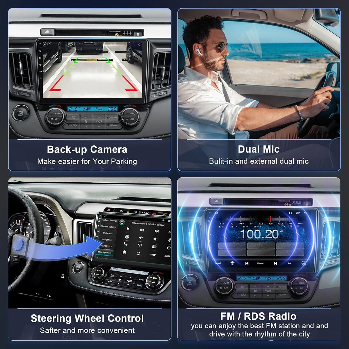CarpartsX 2GB+64GB Android 13 Touch Screen Radio for Toyota RAV4 2013-2018, 10.1 inch