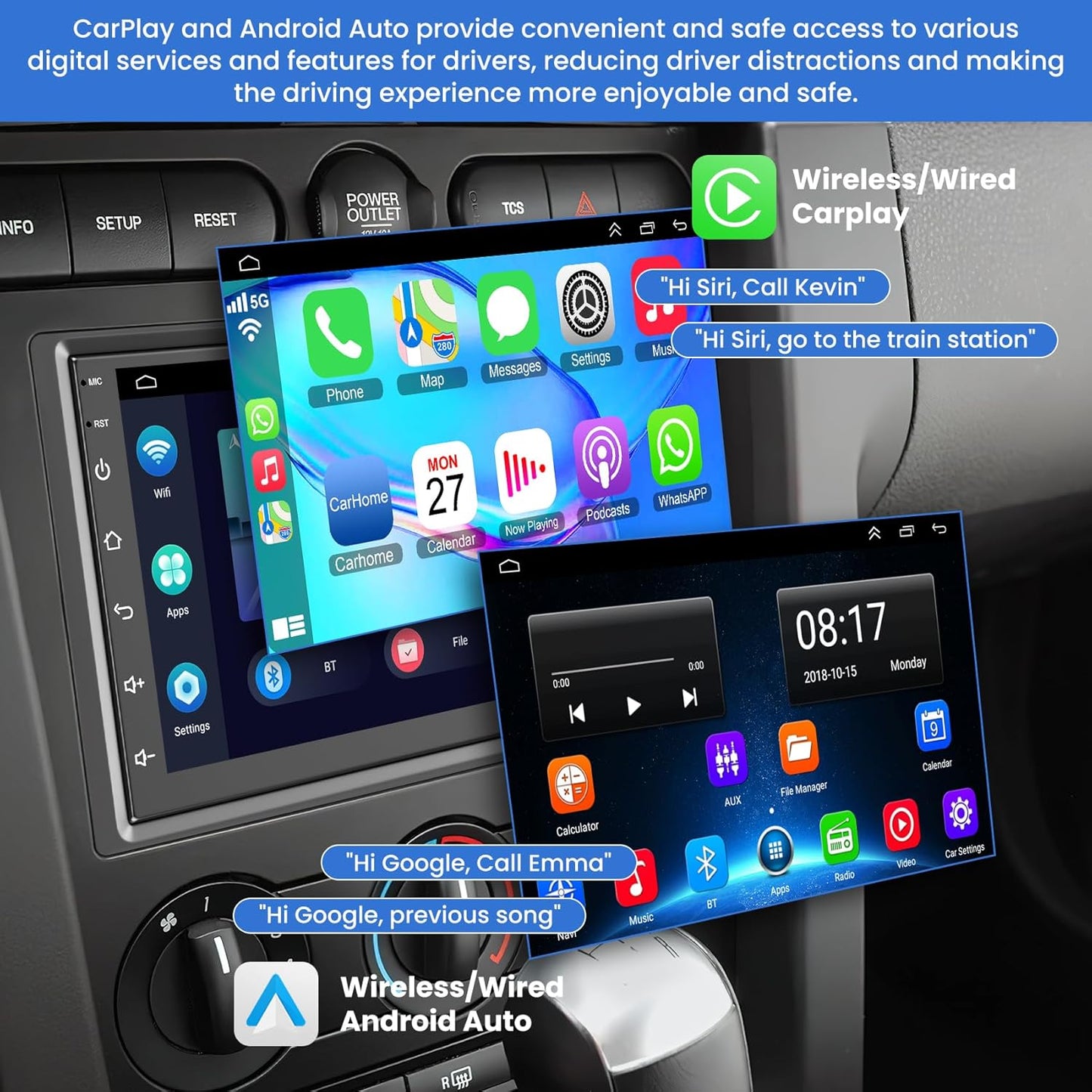 CarpartsX 4+64 Android 13 Car Stereo for 2003-2006 Chevrolet Chevy Silverado Impala Tahoe GMC Sierra Yukon, 7" IPS Touch Screen Car Radio Build-in GPS Wireless CarPlay/Android Auto, Backup Camera/DSP/SWC
