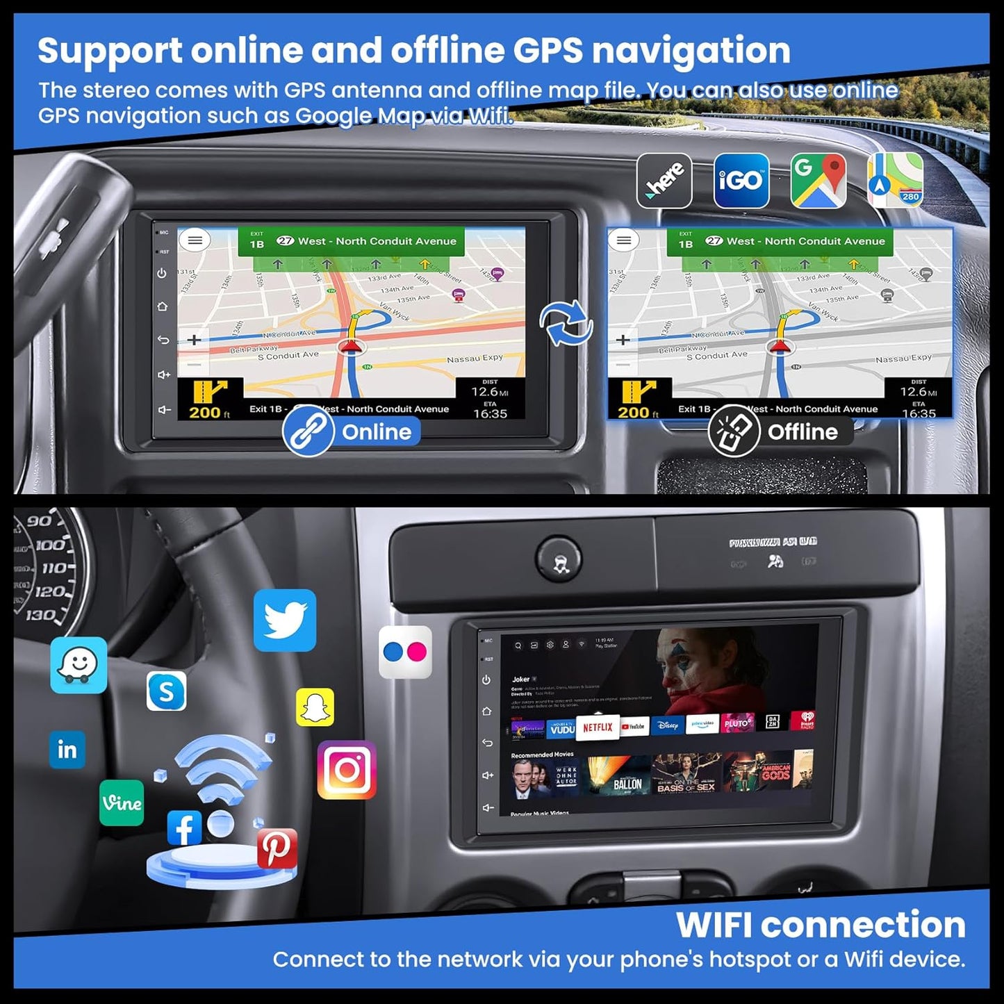 CarpartsX 4+64 Android 13 Car Stereo for 2003-2006 Chevrolet Chevy Silverado Impala Tahoe GMC Sierra Yukon, 7" IPS Touch Screen Car Radio Build-in GPS Wireless CarPlay/Android Auto, Backup Camera/DSP/SWC