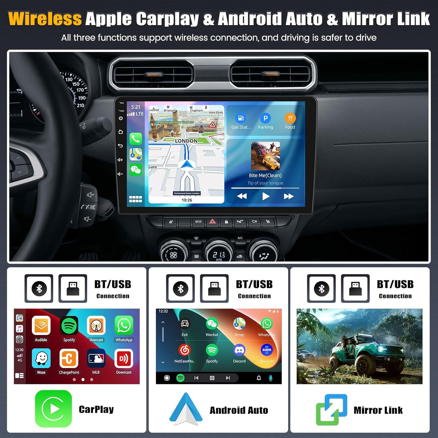 CarpartsX Android 14 Car Stereo for Honda Accord VI 1998-2002 with Wireless Carplay&Android Auto