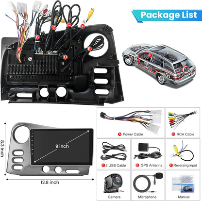 CarpartsX 9" Touchscreen Wireless Carplay Android Auto GPS+Free Reverse Camera 4+64G for Toyota Matrix/Pontiac Vibe Radio 2003/2004