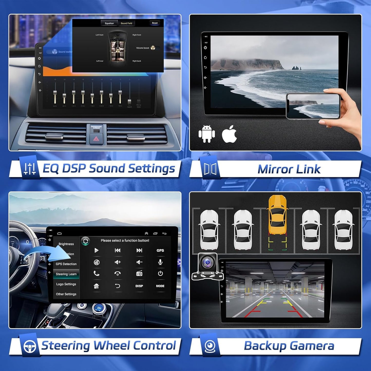 CarpartsX Android 13 Car Stereo for Honda Accord (2008-2013) - 10.1" IPS Touch Screen, CarPlay, Android Auto, 2GB+32GB, AHD Camera, SWC, MirrorLink