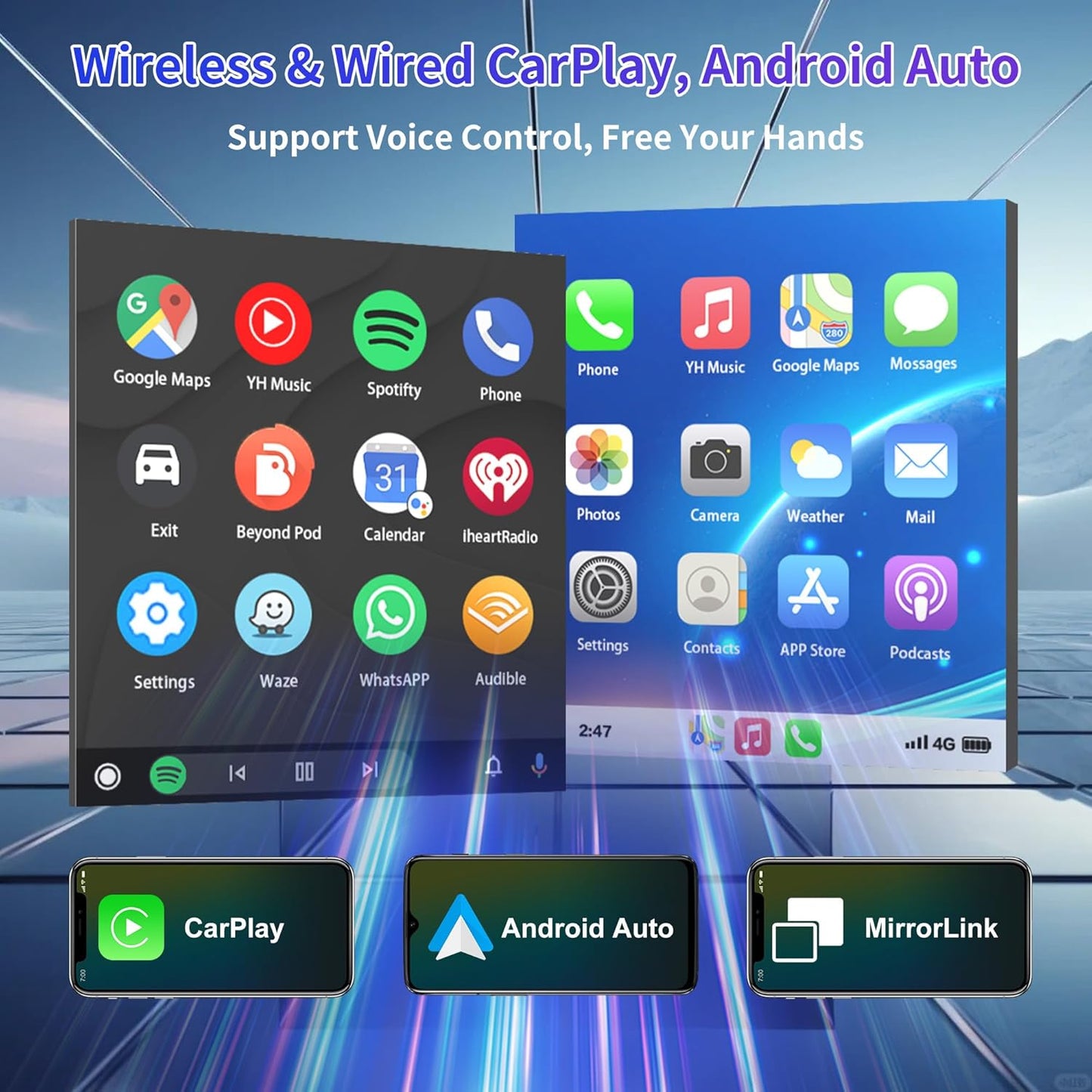 CarpartsX Android 13 Double Din Car Stereo for 2009-2014 for Ford for F150 9.7 Inch HD Touch Screen Car Audio Multimedia Receiver with CarPlay Android Auto GPS Radio Navigation Bluetooth Camera - 2+32G