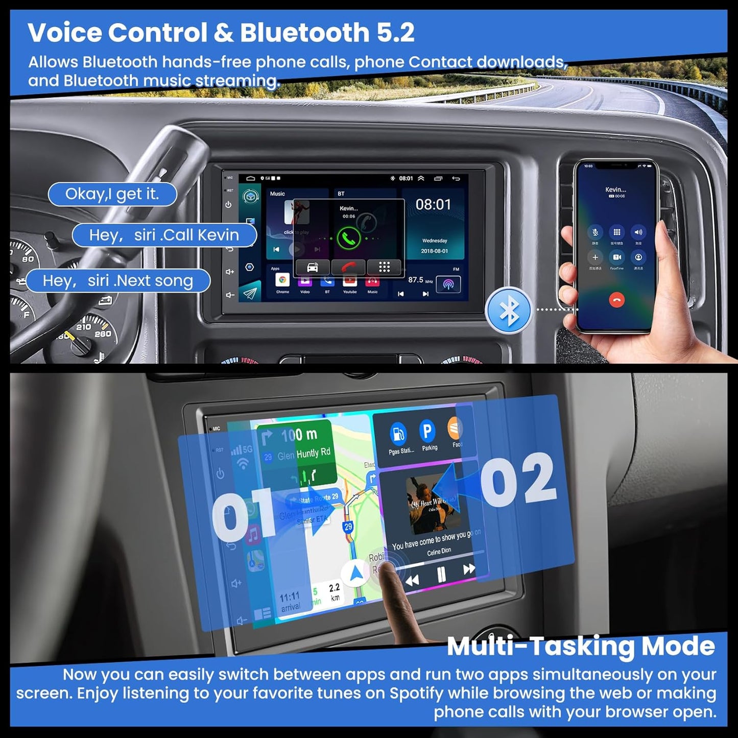 CarpartsX 4+64 Android 13 Car Stereo for 2003-2006 Chevrolet Chevy Silverado Impala Tahoe GMC Sierra Yukon, 7" IPS Touch Screen Car Radio Build-in GPS Wireless CarPlay/Android Auto, Backup Camera/DSP/SWC