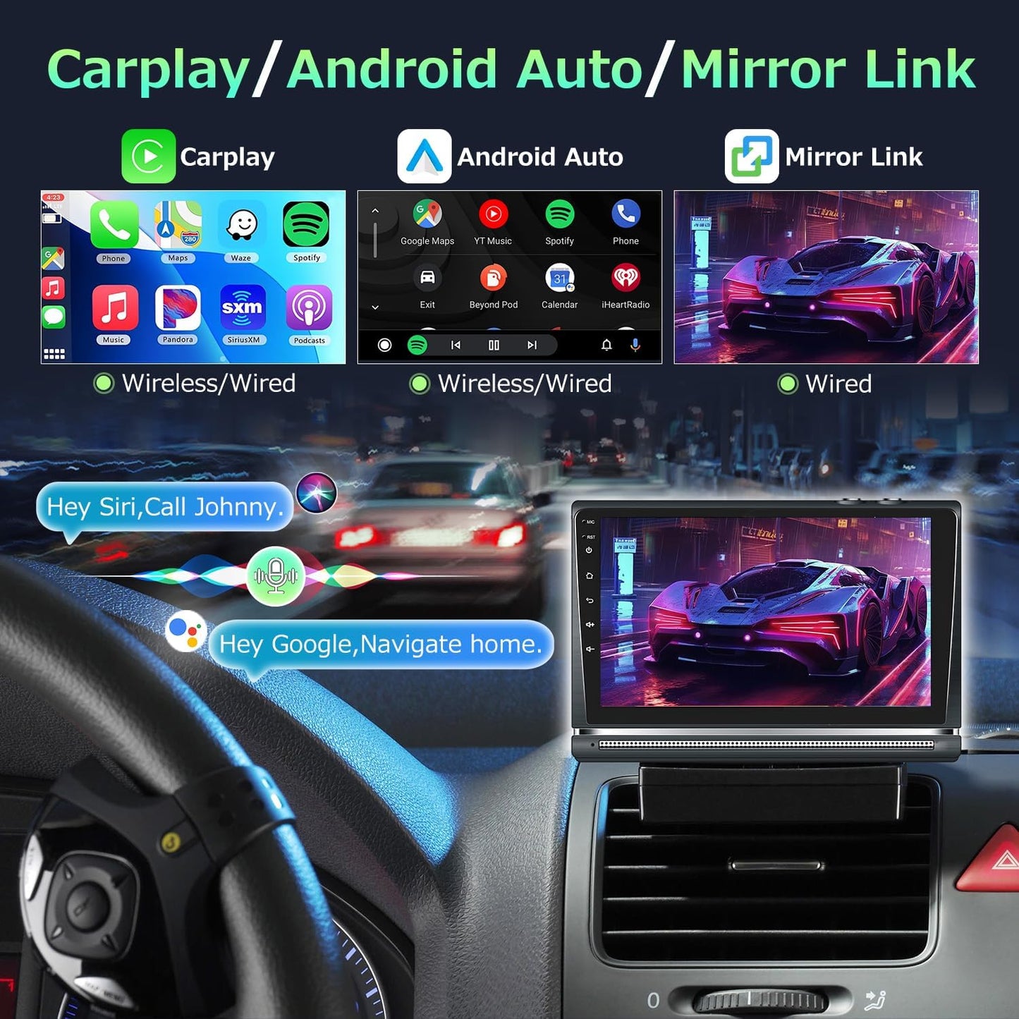 CarpartsX 2005-2013 Toyota Tacoma 9 Inch Wireless CarPlay & Android Auto Car Stereo