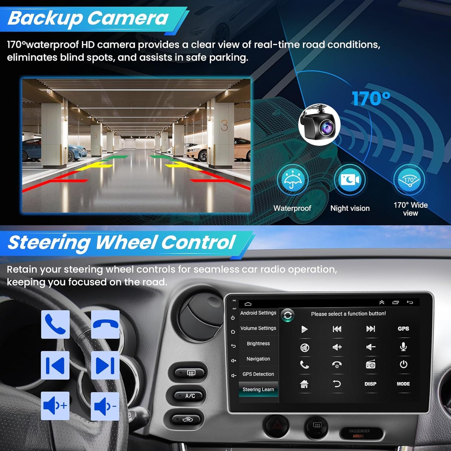 CarpartsX 9" Touchscreen Wireless Carplay Android Auto GPS+Free Reverse Camera 4+64G for Toyota Matrix/Pontiac Vibe Radio 2003/2004