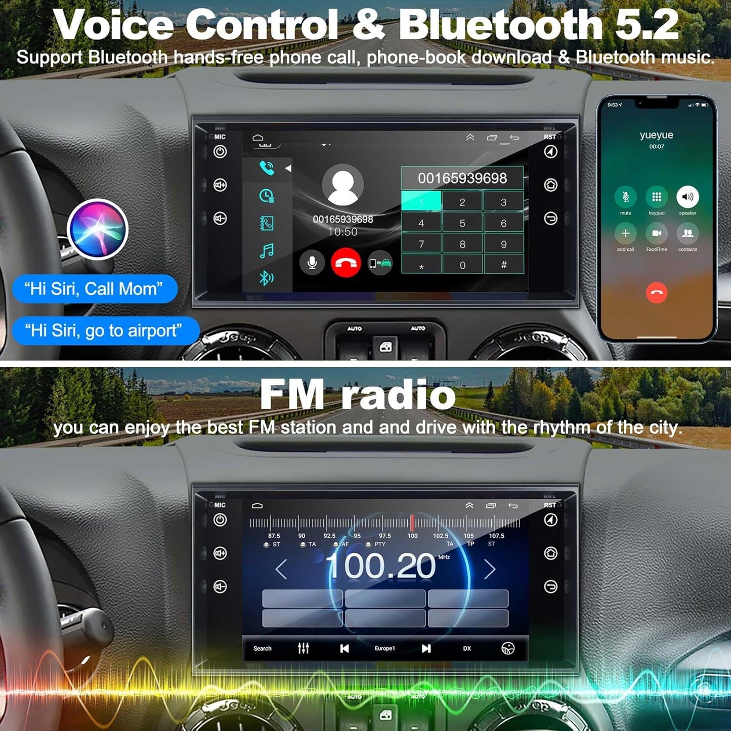 CarpartsX 7" Android 13 Car Stereo for Jeep, Chrysler, Dodge - Wireless CarPlay, Android Auto, GPS, 2GB+32GB, 12 LED Lights, AHD Camera, Bluetooth