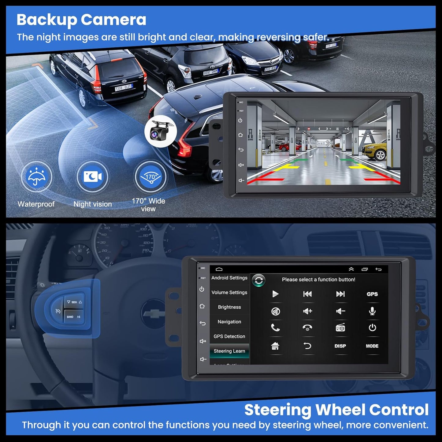 CarpartsX 4+64 Android 13 Car Stereo for 2003-2006 Chevrolet Chevy Silverado Impala Tahoe GMC Sierra Yukon, 7" IPS Touch Screen Car Radio Build-in GPS Wireless CarPlay/Android Auto, Backup Camera/DSP/SWC