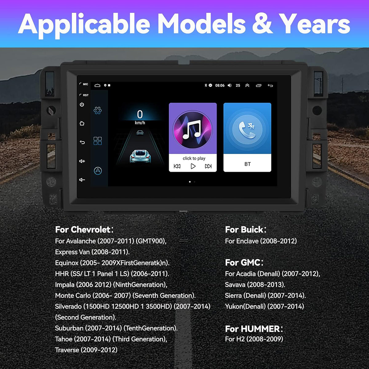 CarpartsX Android 13 Double Din Car Stereo for GMC Sierra Chevy Silverado Yukon Chevrolet Buick with WiFi and GPS Navigation,7 Inch Touch Screen Car Radio with Mirror Link,Bluetooth FM/RDS,SWC+Backup Camera