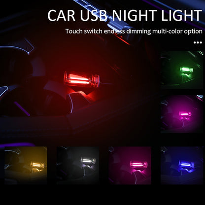 CarpartsX Car USB LED Night Light, Touch Dimmable Glass Bottle Lamp, Portable Mini Ambient Light Plug & Play for Auto Interior or Bedroom Decor