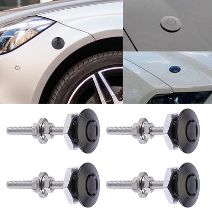 CarpartsX 4-Pack Universal Aluminum Car Hood Pins - 1.25" Quick Release Latch, Push Button Lock for Bumper, Bonnet, License Plate