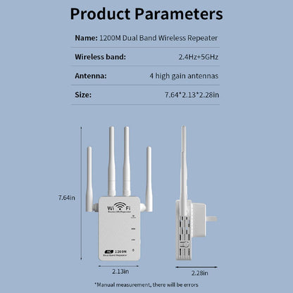 CarpartsX WiFi Extender Booster 1200Mbps – Band 5G Wireless Signal Repeater with 4/6 Antennas, Plug & Play Amplifier for Home Office, US Plug