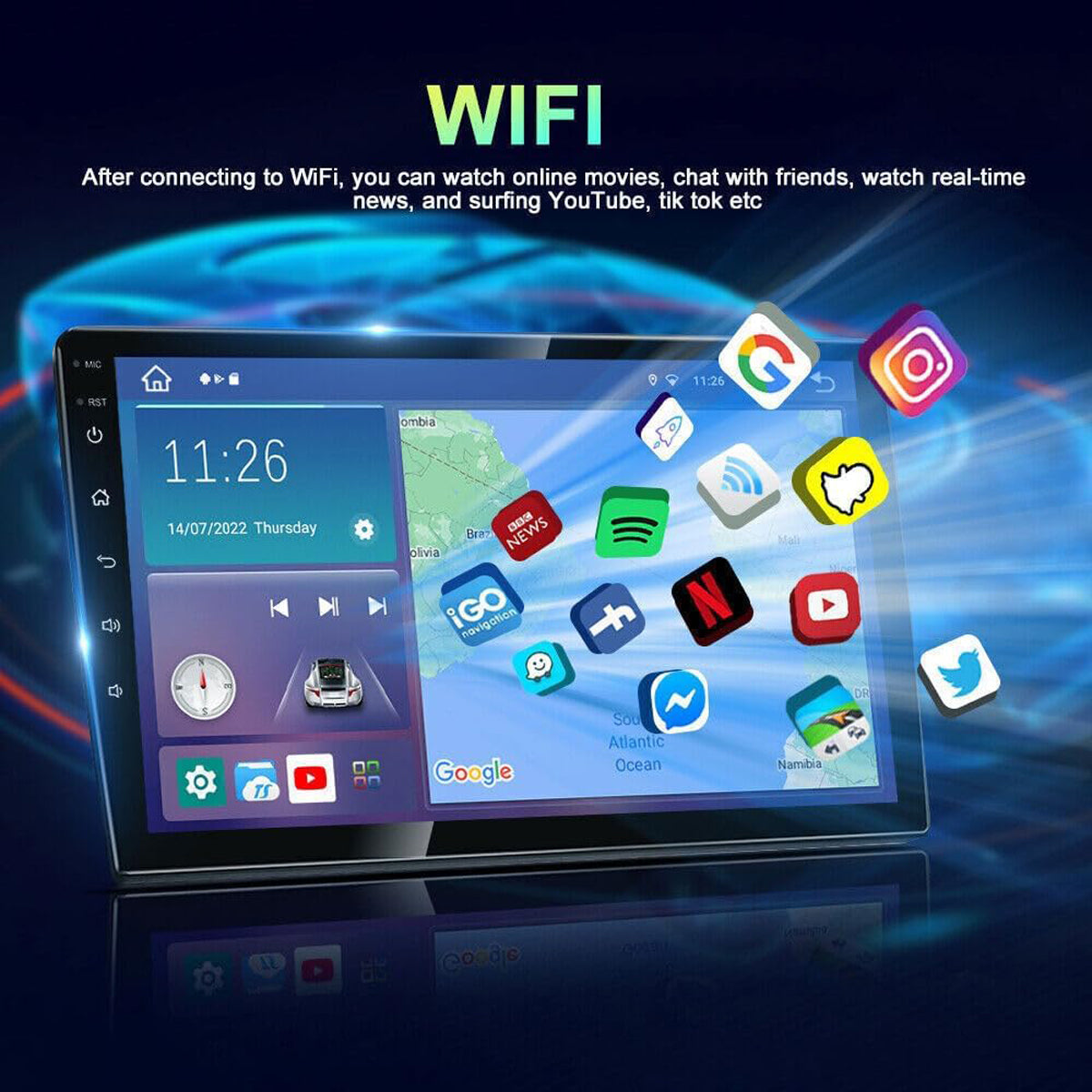 7" Android 13 Car Stereo for Qashqai 2007-2011, Frontier 2001-2011, Juke 2010-2011 – GPS Navigation, WiFi, Bluetooth, CarPlay & Android Auto