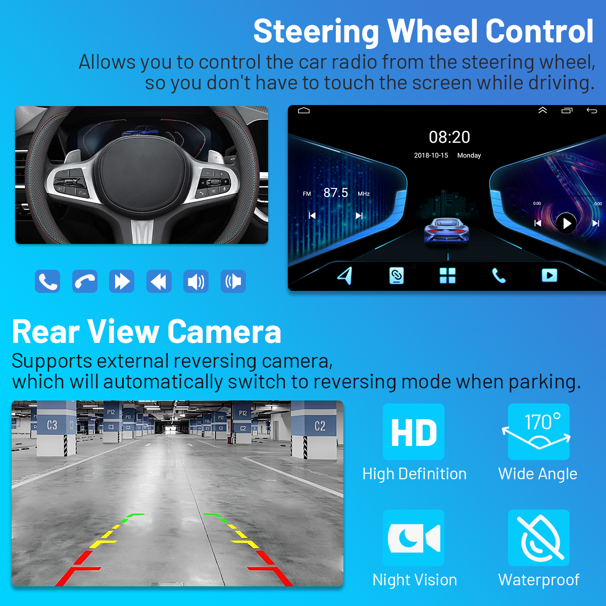CarpartsX Android 13.0 Car Stereo Radio Player for Mercedes-Benz W204 2006-2011 8 Inch Touch Screen Car Audio Receiver with GPS Navigation Bluetooth Head Unit Supports Backup Camera, 2G+32G