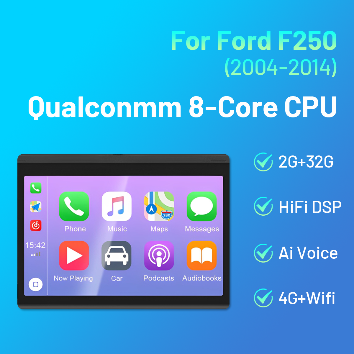 CarpartsX 04-14 Ford F250 Android 13 Autonavigation 7 Zoll integriertes Carplay + Android Auto / 2 + 32G 