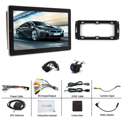 CarpartsX Applicable to Dodge Jeep Chrysler Universal 10-inch (manual shaking machine) Android 14 car navigation built-in Carplay + Android auto/2 + 32G + AHD camera + microphone
