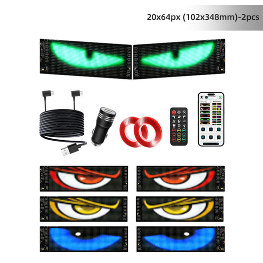Devil Eyes for Cars, Programmable LED Car Windshield Display, Flexible LED Sign, APP/Remote Controlled Text & Animations, Waterproof Automotive Screen