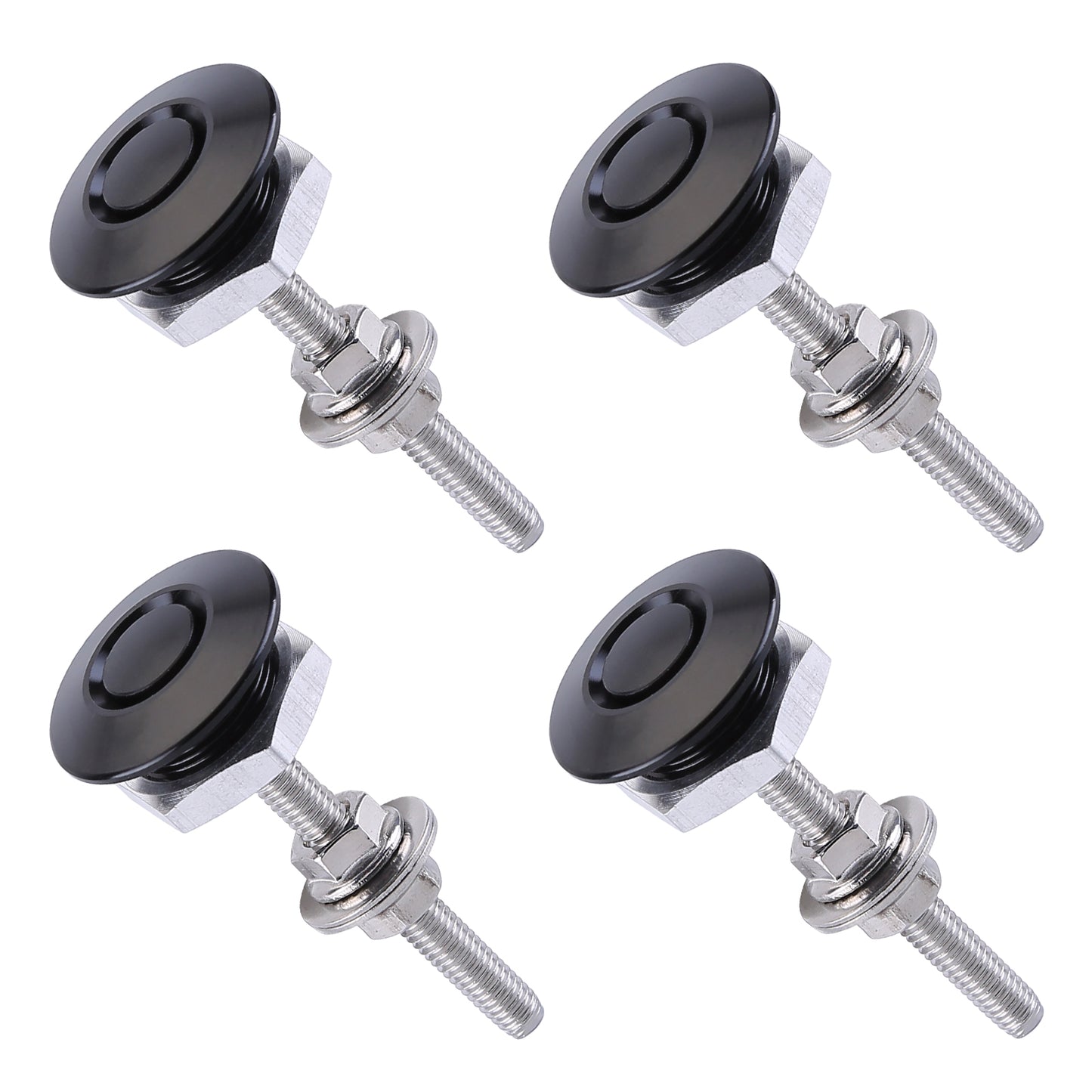 CarpartsX 4-Pack Universal Aluminum Car Hood Pins - 1.25" Quick Release Latch, Push Button Lock for Bumper, Bonnet, License Plate
