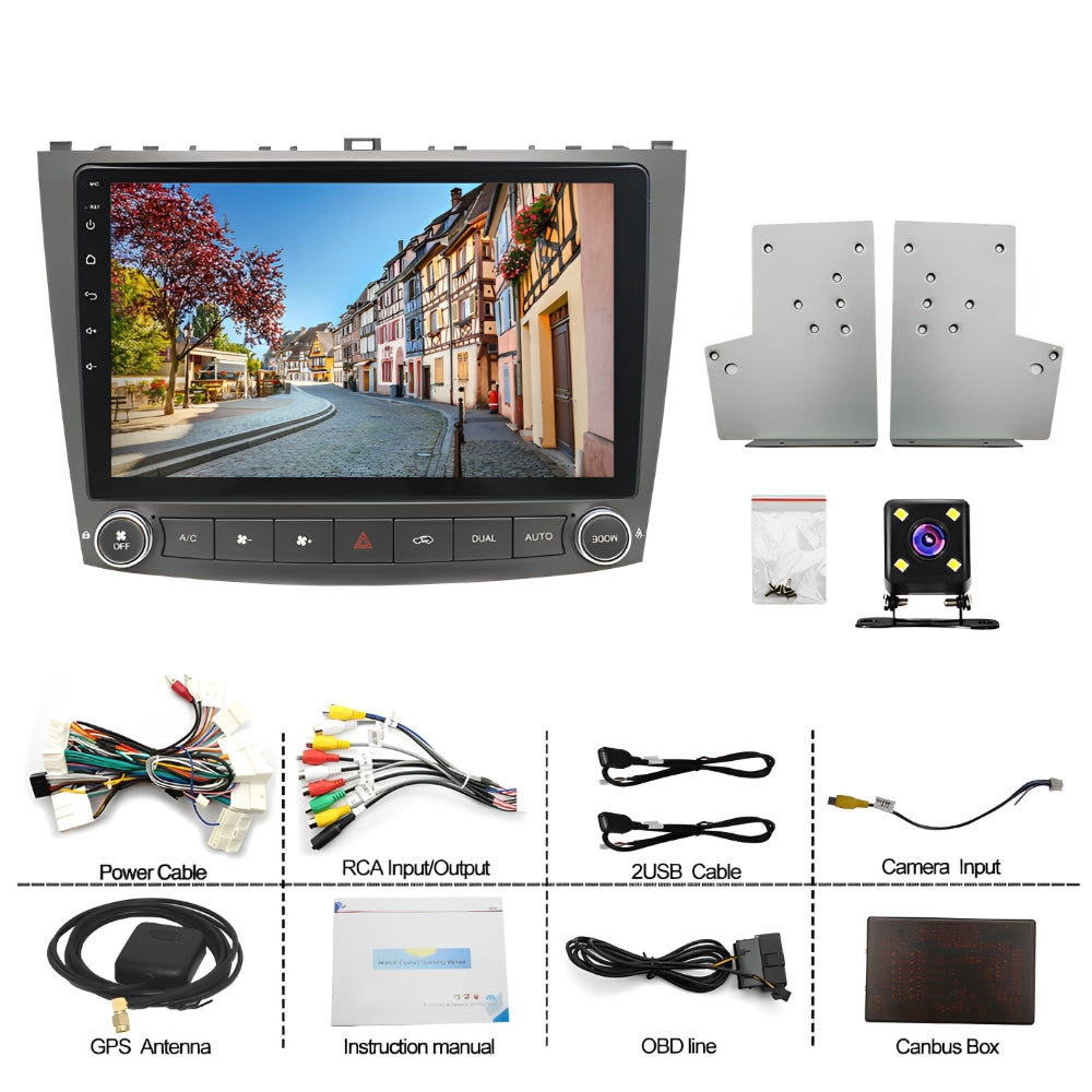 CarpartsX Android 13 Car Radio Stereo for Lexus IS250 IS300 IS200 IS220 IS350 2005-2012 Wireless CarPlay Android Auto GPS Navigation 10 inch Touch Screen Bluetooth WiFi Unit Back Camera