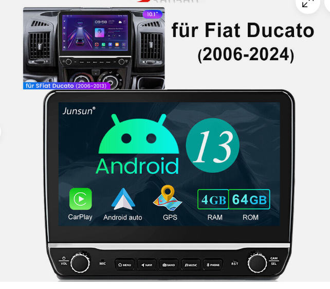 CarpartsX 10Inch Car Stereo Radio GPS Navi Car-play Compatible forFiat Ducato 06-23 Android 13