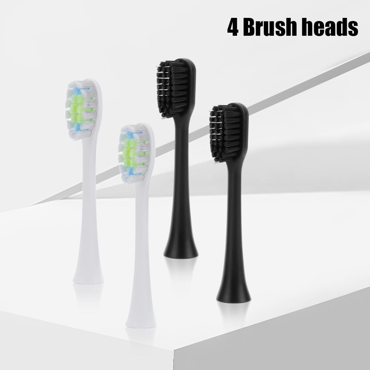 CarpartsX 2 Counts Electric Toothbrush Set, USB-C Rechargeable, 5 Modes, 30-Day Battery, 40,000 VPM, 4 Brush Heads(Black & White) Ideal for Home & Gift