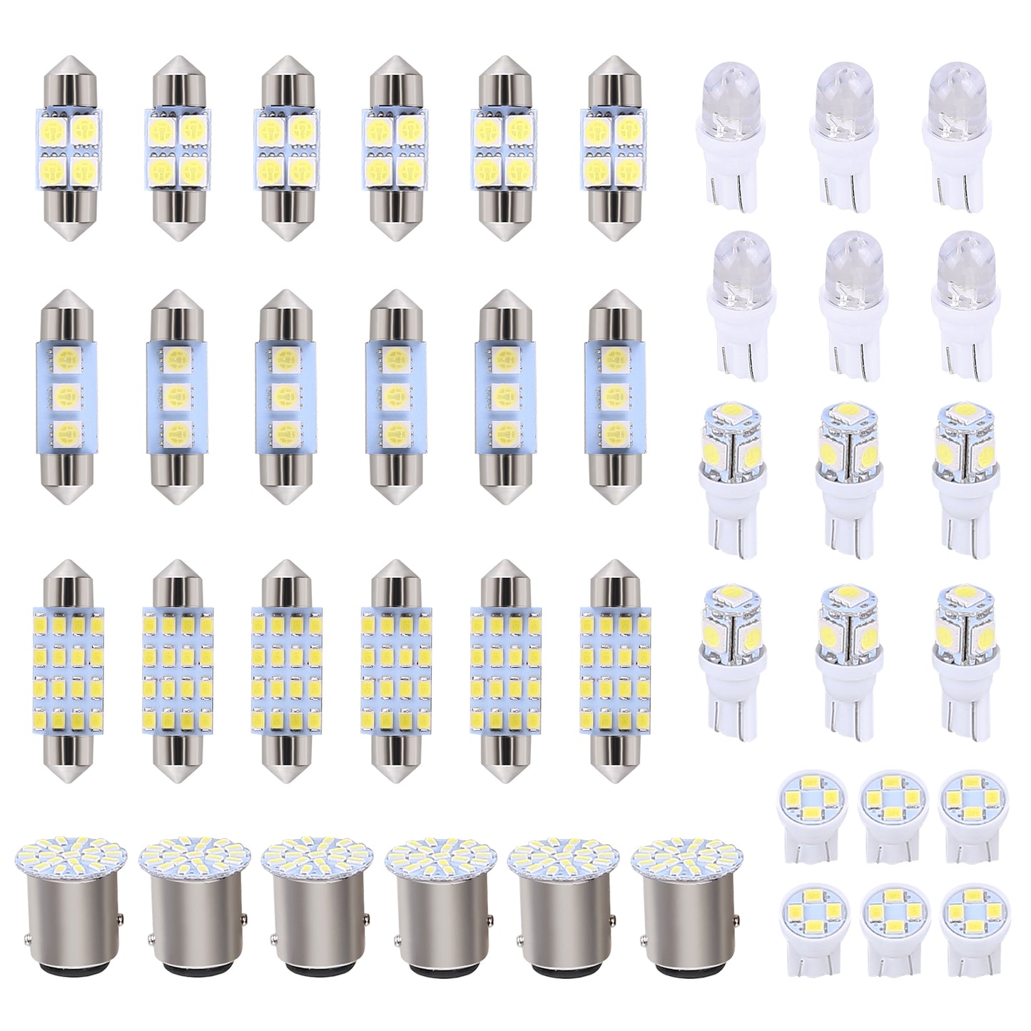 CarpartsX 42pcs LED Combination Kit: T10, Reading, License Plate & Interior Lights – Waterproof, Durable, Easy Installation, Offroad Round LED Light Pods Car