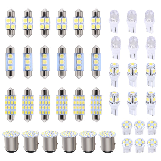 CarpartsX 42pcs LED Combination Kit: T10, Reading, License Plate & Interior Lights – Waterproof, Durable, Easy Installation, Offroad Round LED Light Pods Car