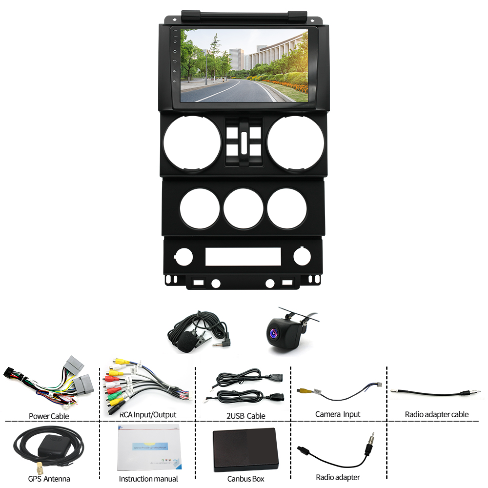 CarpartsX 9inch Car Stereo Radio Car-play GPS Wifi Compatible forWrangler JK 4-door 2007-2012 Android 13