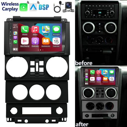 CarpartsX 9inch Car Stereo Radio Car-play GPS Wifi Compatible forWrangler JK 4-door 2007-2012 Android 13
