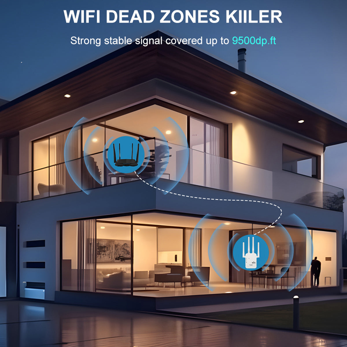 WiFi Extender 2025, 1200Mbps Dual Band (5GHz/2.4GHz) Signal Booster, Covers 10,000 sq. ft & 50 Devices, Repeater with Ethernet Port for Home, Gifts