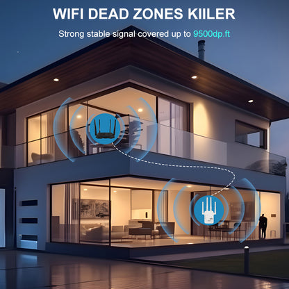 WiFi Extender 2025, 1200Mbps Dual Band (5GHz/2.4GHz) Signal Booster, Covers 10,000 sq. ft & 50 Devices, Repeater with Ethernet Port for Home, Gifts