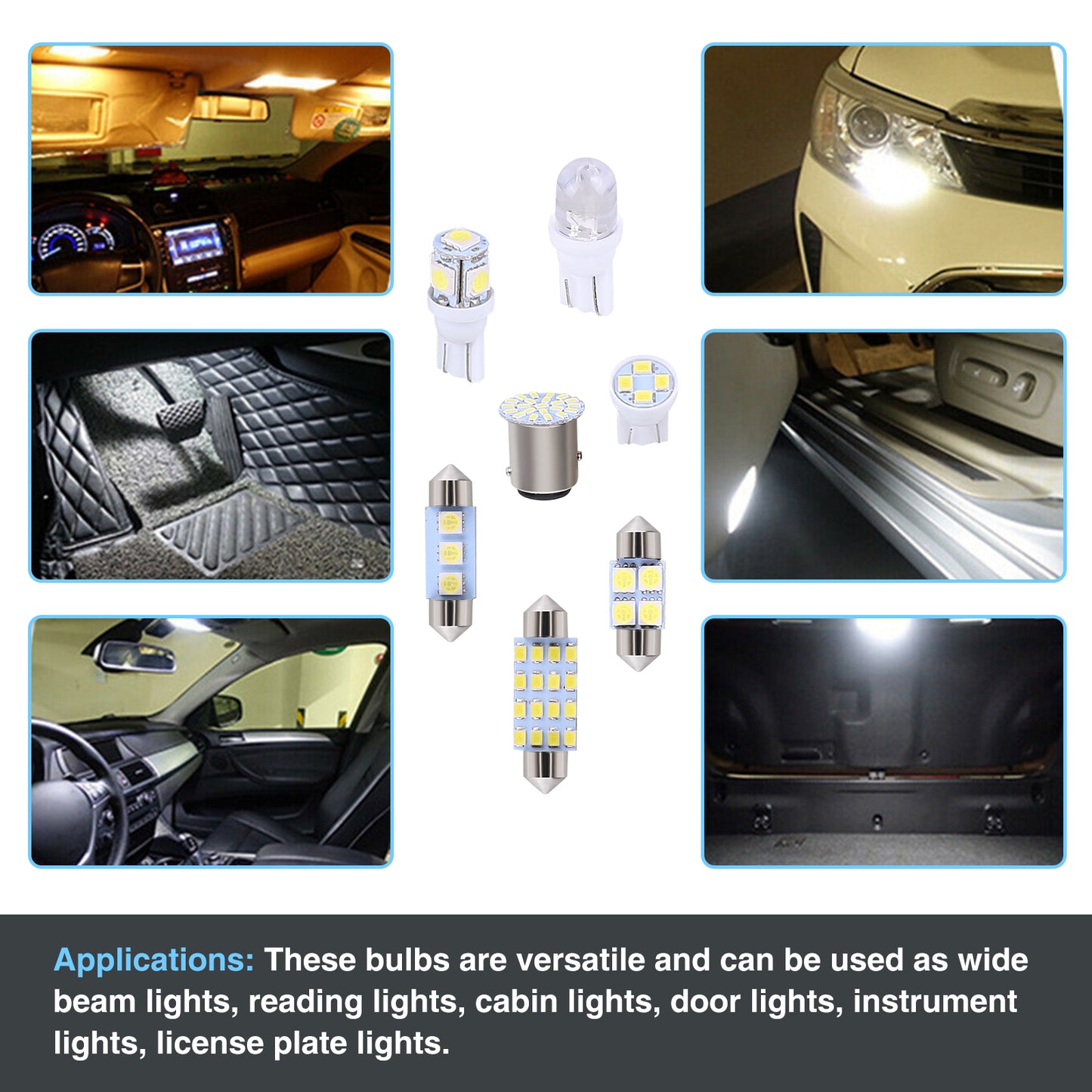 CarpartsX 42pcs LED Combination Kit: T10, Reading, License Plate & Interior Lights – Waterproof, Durable, Easy Installation, Offroad Round LED Light Pods Car