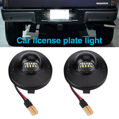 CarpartsX LED License Plate Lights for Ford F150 F250 F350 Super Duty Trucks, 9 LED White Lights, 2-Pack, Offroad Light Bar, Round LED Lamps