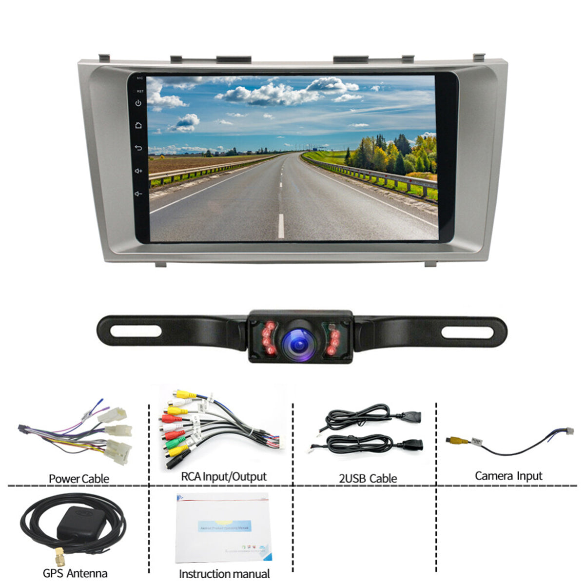 CarpartsX Car Navigation Player for Carplay/Android Auto 9 Inch Automobile Player Android 11 Bluetooth GPS Navigation Car Music Player Compatible for Camry 2007-2011
