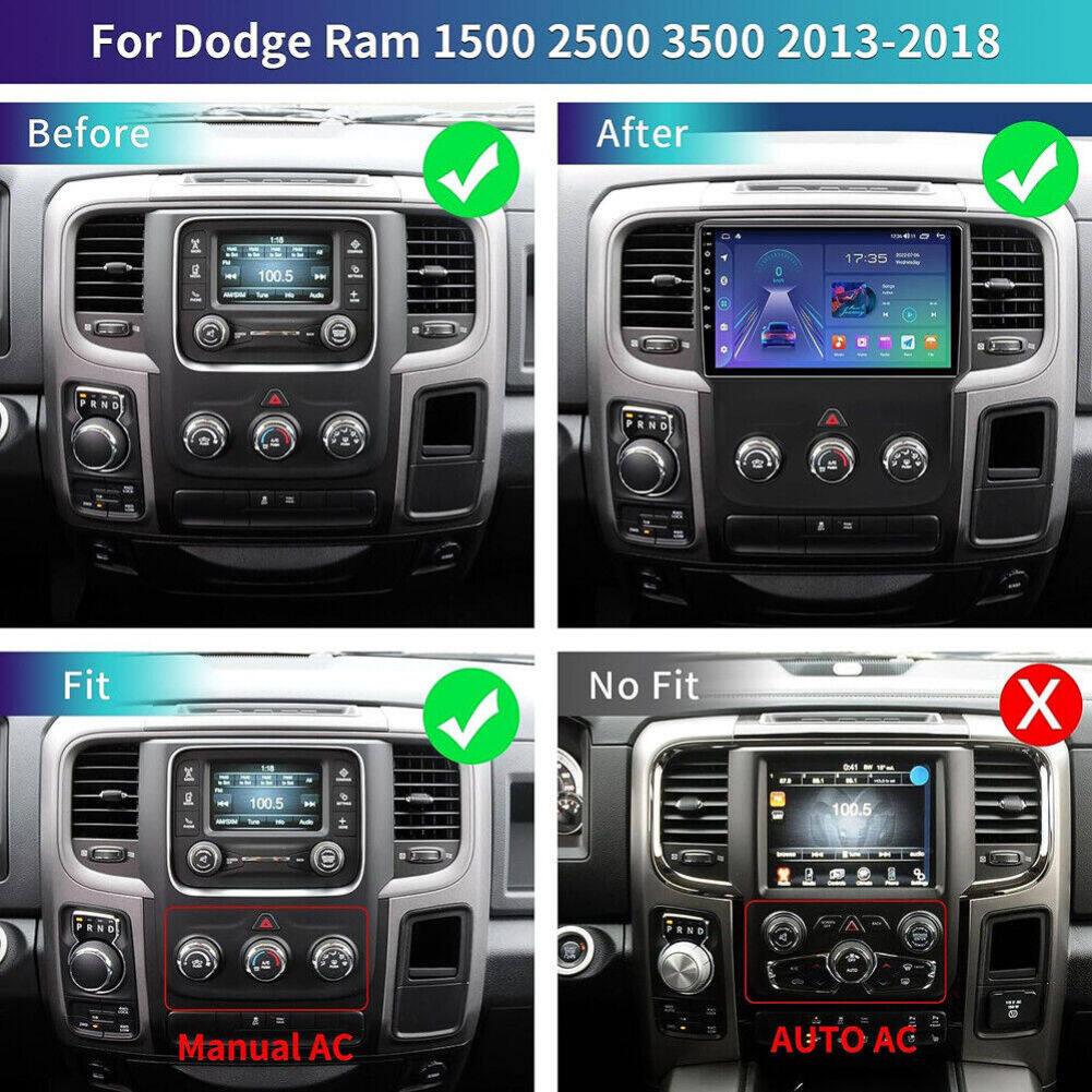 2+32G Android 13 Car Stereo for Ram 1500 2500 3500 (2013–2019), 9 Inch Touchscreen Radio with CarPlay & Android Auto, Backup Camera, GPS, FM/RDS, DSP, SWC