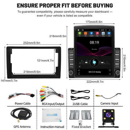 9.7" Double Din Car Stereo for Chevy Impala 2014–2020 – GPS Navigation, Wireless Apple CarPlay, Bluetooth, WiFi, SWC & Backup Camera Support