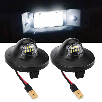 CarpartsX LED License Plate Lights for Ford F150 F250 F350 Super Duty Trucks, 9 LED White Lights, 2-Pack, Offroad Light Bar, Round LED Lamps