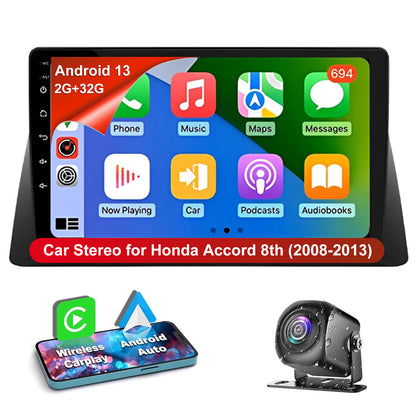 CarpartsX Android 13 Car Stereo for Honda Accord (2008-2013) - 10.1" IPS Touch Screen, CarPlay, Android Auto, 2GB+32GB, AHD Camera, SWC, MirrorLink