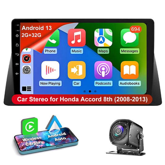 CarpartsX Android 13 Car Stereo for Honda Accord (2008-2013) - 10.1" IPS Touch Screen, CarPlay, Android Auto, 2GB+32GB, AHD Camera, SWC, MirrorLink